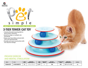 3 TIER TOWER BALL & TRACK CAT TOY - BLUE