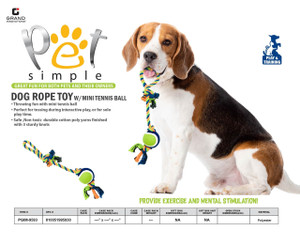 DOG ROPE TOY WITH MINI TENNIS BALL