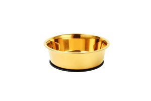 2 PCS: GOLD STAINLESS STEEL BOWL & MAT - 48 OZ (1400 ML)