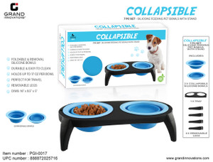 7 PCS: COLLAPSIBLE SILICONE PET BOWL SET - PINK/BLUE