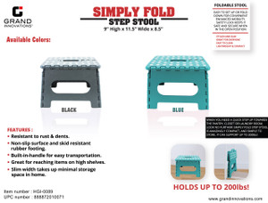 SIMPLY FOLD STEP STOOL 9Ëñ H: BLACK/BLUE