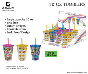 10 OZ :JUNIOR DESIGNS DOUBLE WALL TUMBLERS: BLUE/PINK