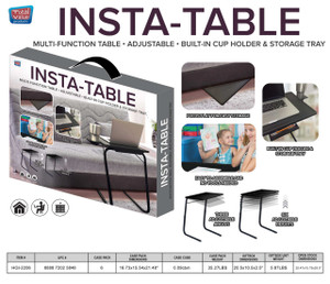 INSTA TABLE WITH BUILT IN CUP HOLDER & STORAGE TRAY