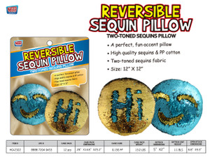 SEQUIN ROUND PILLOW: GOLD/BLUE