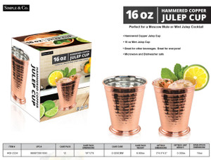 16 OZ: SS HAMMERED COPPER JULEP CUP