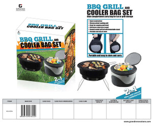 2 PC: BBQ GRILL WITH COOLER BAG SET