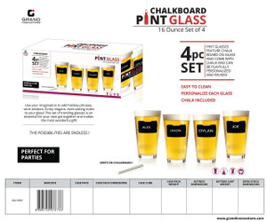 4 PC:16 OZ CHALKBOARD PINT GLASS