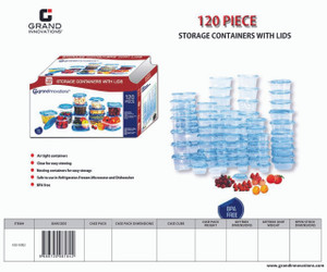 120 PC: FOOD STORAGE WITH BLUE LIDS