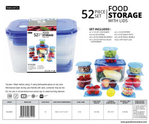52 PC: FOOD STORAGE WITH BLUE LIDS