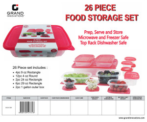 26 PC: FOOD STORAGE WITH PINK LIDS