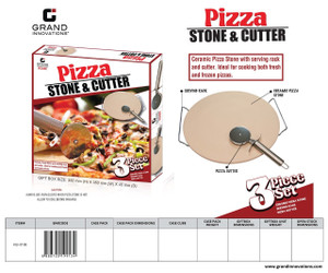3 PC SET - PIZZA STONE & CUTTER