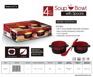 4 PC: 15 OZ 2 SOUP BOWLS WITH 2 SPOONS