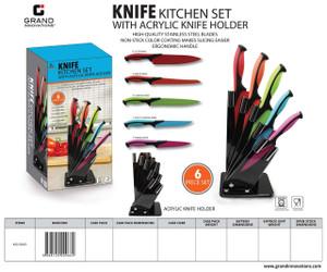 6 PC SET - KNIFE KITCHEN SET WITH ACRYLIC HOLDER
