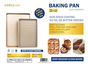 2 PACK NON STICK BAKING PAN 15.5*10.6*1.1" & 17.5*12.6*1.1" - CHAMPAGNE COLOR