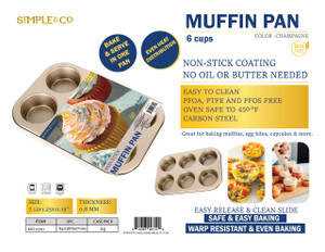 6 CUPS - MUFFIN PAN 11.15*7.12*1.25" - CHAMPAGNE COLOR