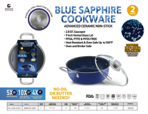 2 PCS: 2.8 QT BLUE SAPPHIRE SAUCEPOT SET