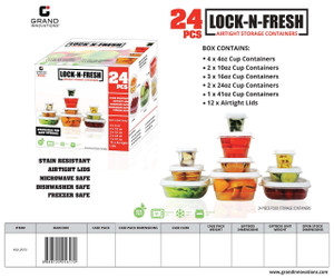 24 PC SET - FOOD STORAGE WITH WHITE LIDS