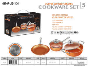 5 PCS COPPER COOKWARE SET