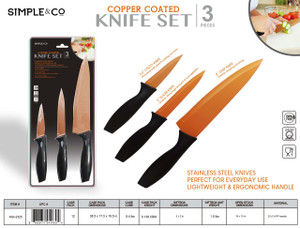 3 PC: COPPER KNIFE SET