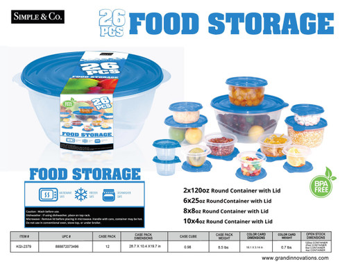 26 PC ROUND STORAGE SET:RED/GREEN/PURPLE