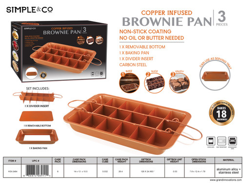 3 PCS COPPER BROWNIE PAN SET