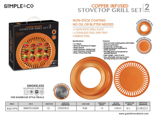 2 PCS COPPER STOVETOP GRILL SET