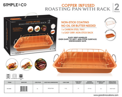 2 PCS COPPER ROASTIING PAN WITH RACK SET