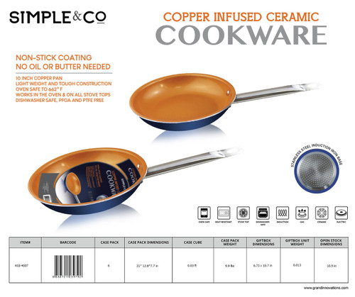 10.5' COPPER PAN WITH SS HANDLE - NAVY BLUE