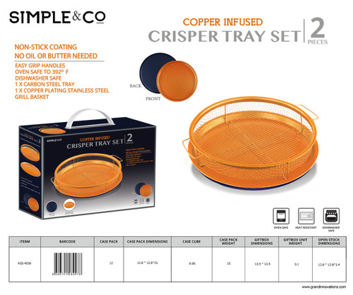 2 PCS SET - ROUND SHAPE COPPER CRISPER TRAY - NAVY BLUE