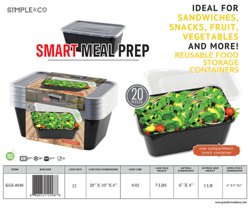 20 PCS SET SINGLE COMPARTMENT LUNCH CONTAINER