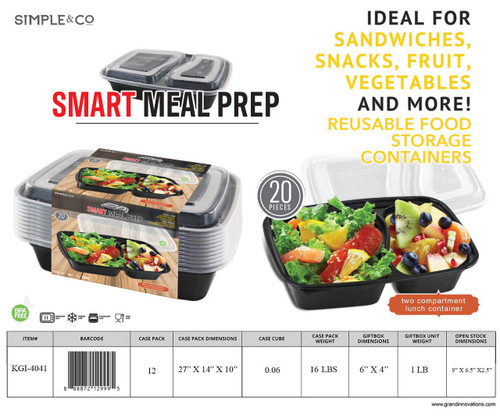 20 PCS SET TWO COMPARTMENT LUNCH CONTAINER