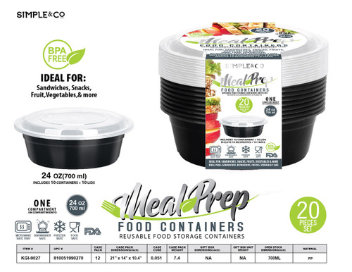 20 PCS SET ROUND BOWL 3 CUPS - 700 ML