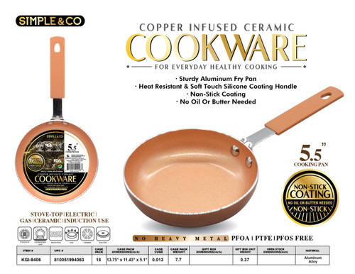 5.5''MINI COPPER FRY PAN WITH SILICONE COATING HANDLE