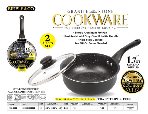 2PCS SET-1.7QT GRANITE STONE SAUCEPAN WITH BAKELITE HANDLE