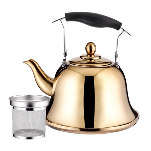 GOLD KETTLE WITH STRAINER & BAKELITE HANDLE- 27 OZ (2 L)