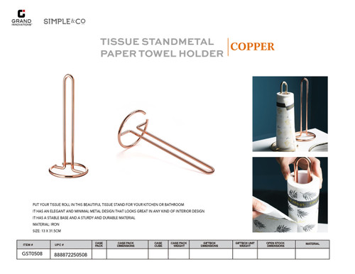 COPPER TISSUR STANDMETAL PAPER TOWEL HOLDER