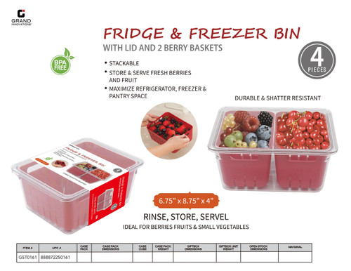FRIDGE & FREEZER BIN WITH BERRY BASKET