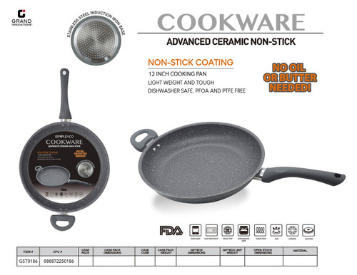 12'' FRY PAN LIGHT GREY SPECKLE WITH GREY SILICON COATING HANDLE AS PER PIC