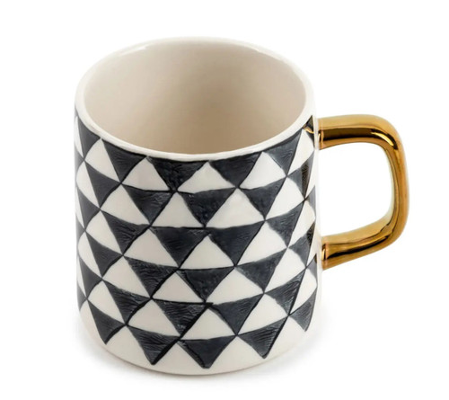 14 OZ MUG WITH GOLD HANDLE