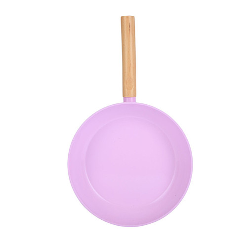 10.5'' FRY PAN - PURPLE / PINK WITH WOOD HANDLE