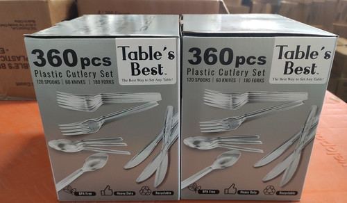 360PCS PLASTIC CUTLERY SET