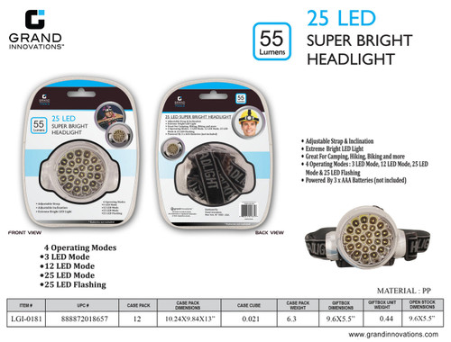 25 LED SUPER BRIGHT HEADLIGHT