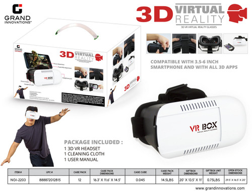 3D VR GLASS HEADSET: WHITE