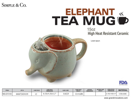15 OZ RUSTIC GREEN MINT ELEPHANT MUG - 888872039195