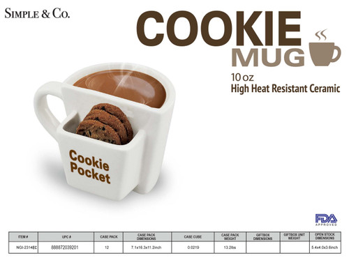 10 OZ WHITE COOKIE MUG - 888872039201