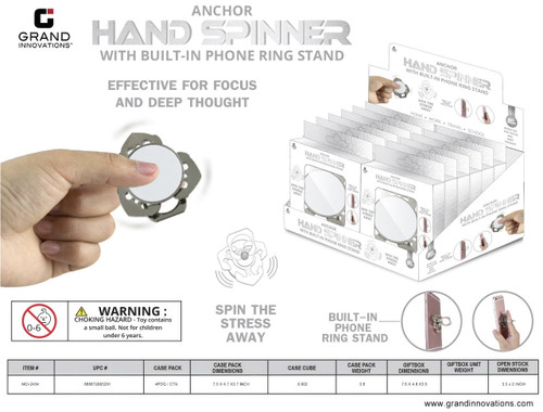 METAL HAND SPINNER WITH PHONE HOLDER & ADHESIVE