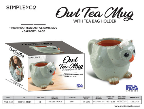 14 OZ OWL TEA MUG WITH BOX