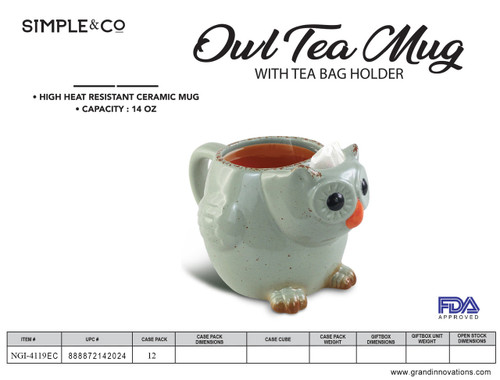 14 OZ OWL TEA MUG WITH EGG CRATE