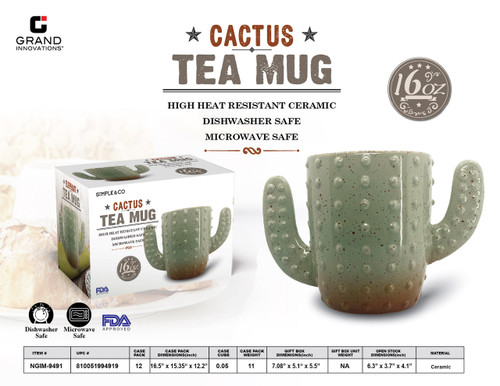 16 OZ CACTUS MUG IN SAGE GREEN