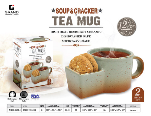 MINT GREEN SOUP AND CRACKER (2 PACK)-REAL GOLD RIM